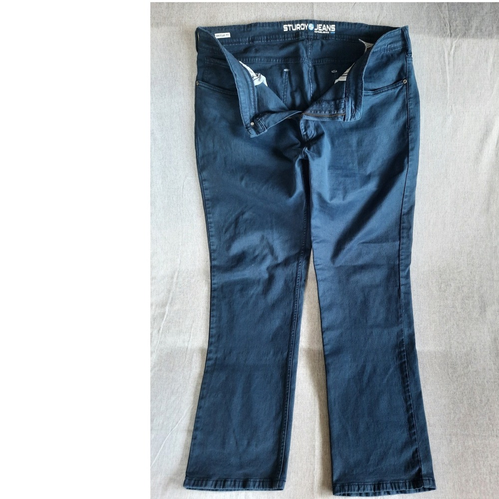 Sturdy Jeans Men 42 Regular Fit Stretch Straight Navy Blue Cotton Blend Bootcut